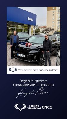 KGM Enes Oto'dan KGM (Ssangyong) Marka Siyah SUVModel Araç alan Müşteri