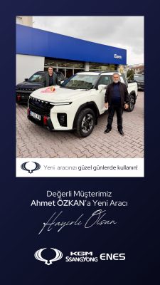 KGM Enes Oto'dan KGM (Ssangyong) Marka beyaz Musso EV Model Araç alan Müşteri